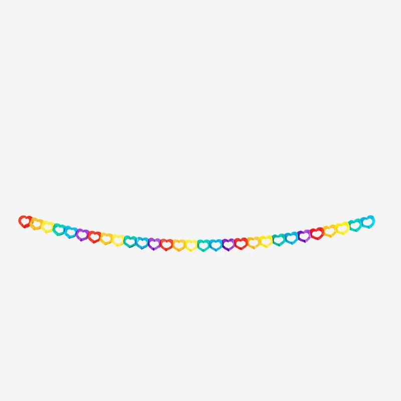 Rainbow heart cut out garland - 300 cm