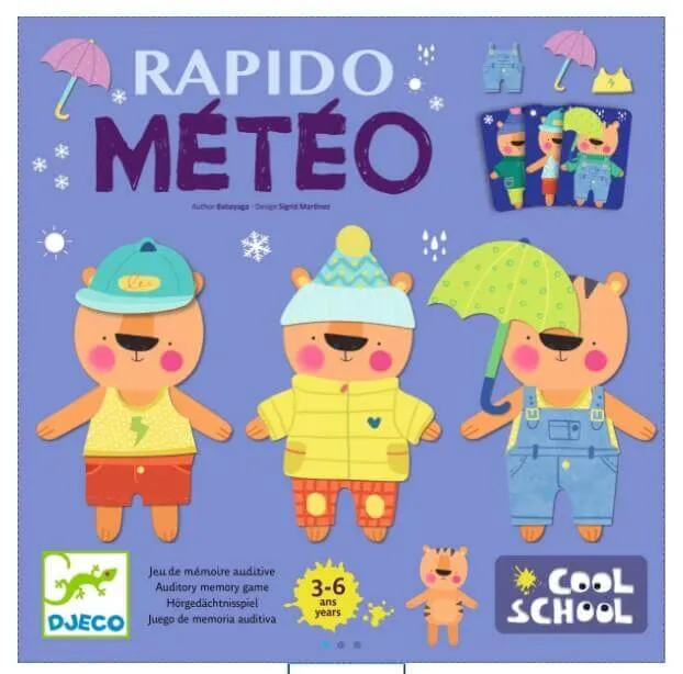 Cool School Rapido Meteo - Juego de mesa - Djeco - 2-3 jugadores - 3-6 años - 15 min