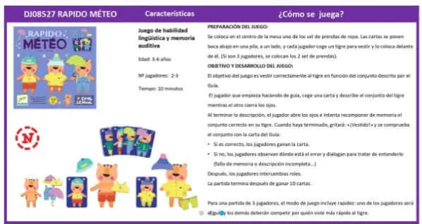 Cool School Rapido Meteo - Juego de mesa - Djeco - 2-3 jugadores - 3-6 años - 15 min