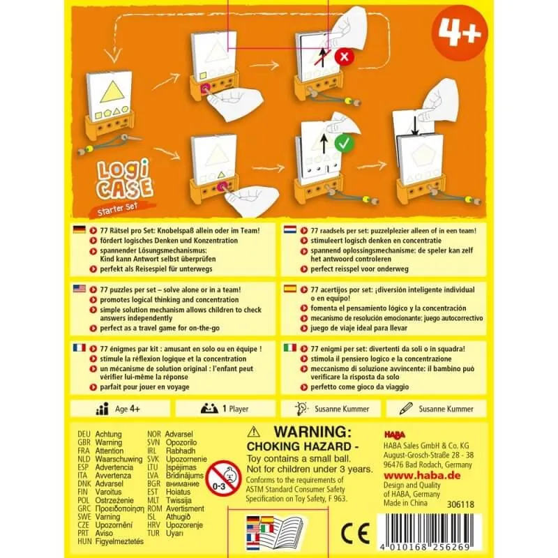 Logic Case set iniciación de logica y retos - Juego de mesa - Haba - 1 jugador - 4+ años - 5-30 min