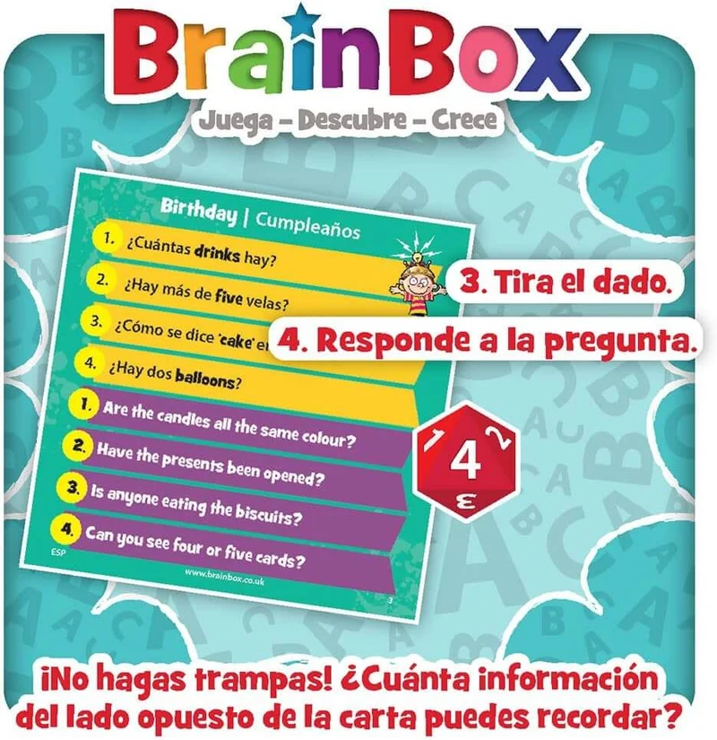 BrainBox Let's Learn English - Juego de mesa - Bezzerwizzer Studio - 1 jugador - 8+ años - 10 min