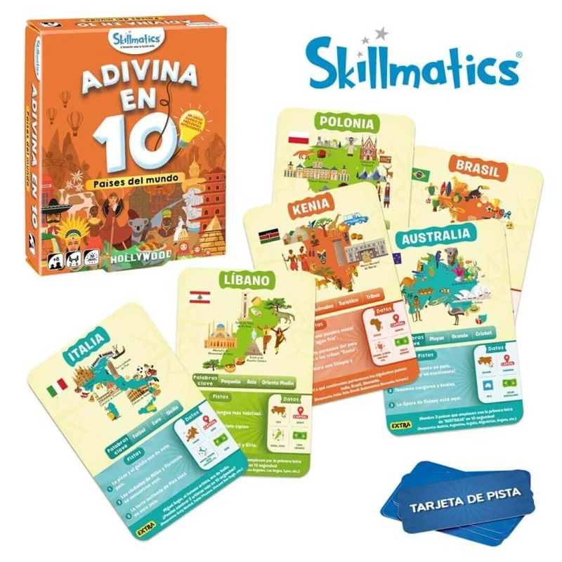 Adivina en 10 Países del mundo - Juego de mesa - Skillmatics - 2-6 jugadores - 6+ años - 15 min