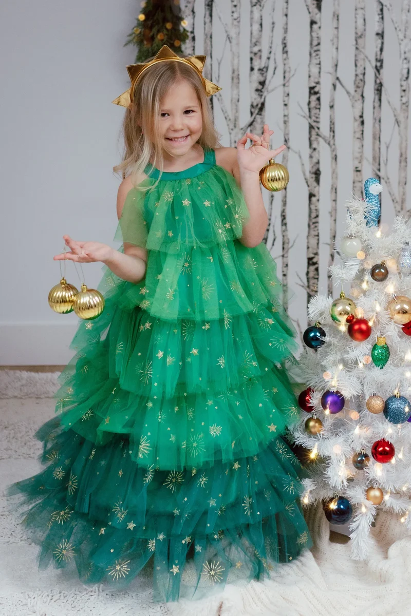 Vestido Christmas Tree con corona-Varias Tallas