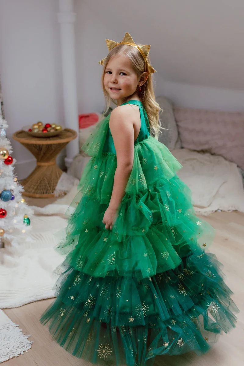 Vestido Christmas Tree con corona-Varias Tallas