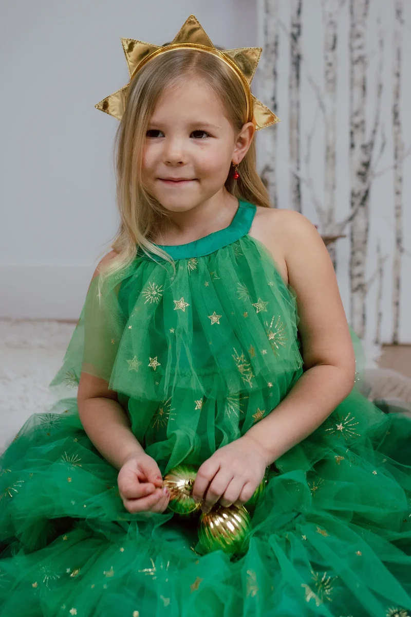 Vestido Christmas Tree con corona-Varias Tallas