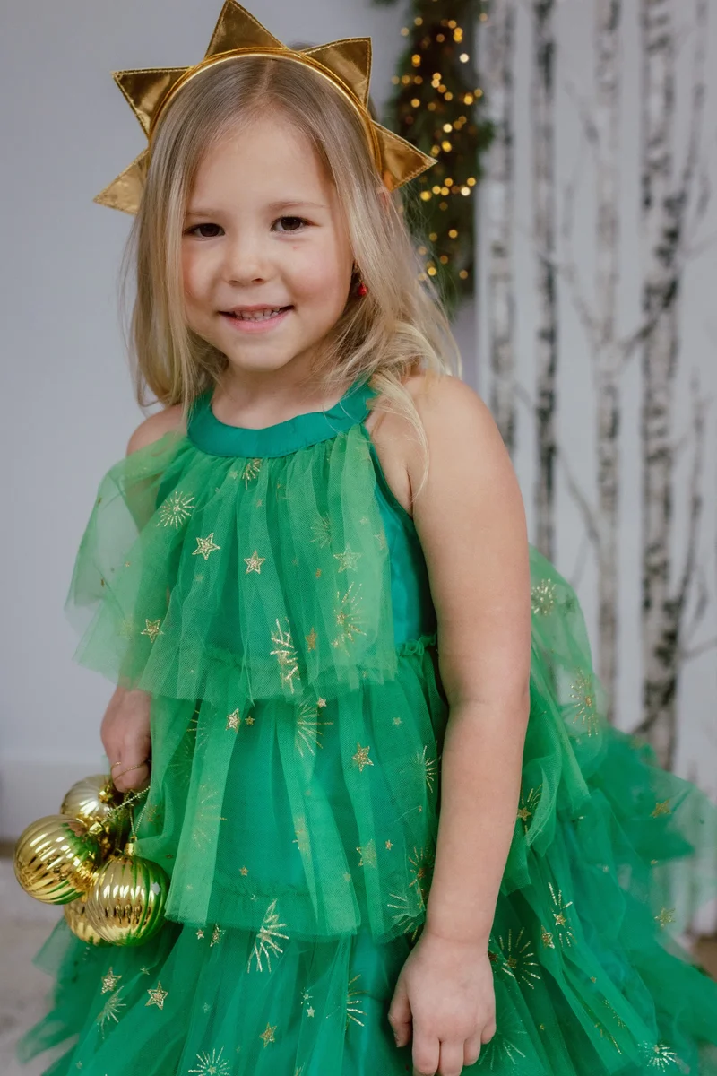 Vestido Christmas Tree con corona-Varias Tallas