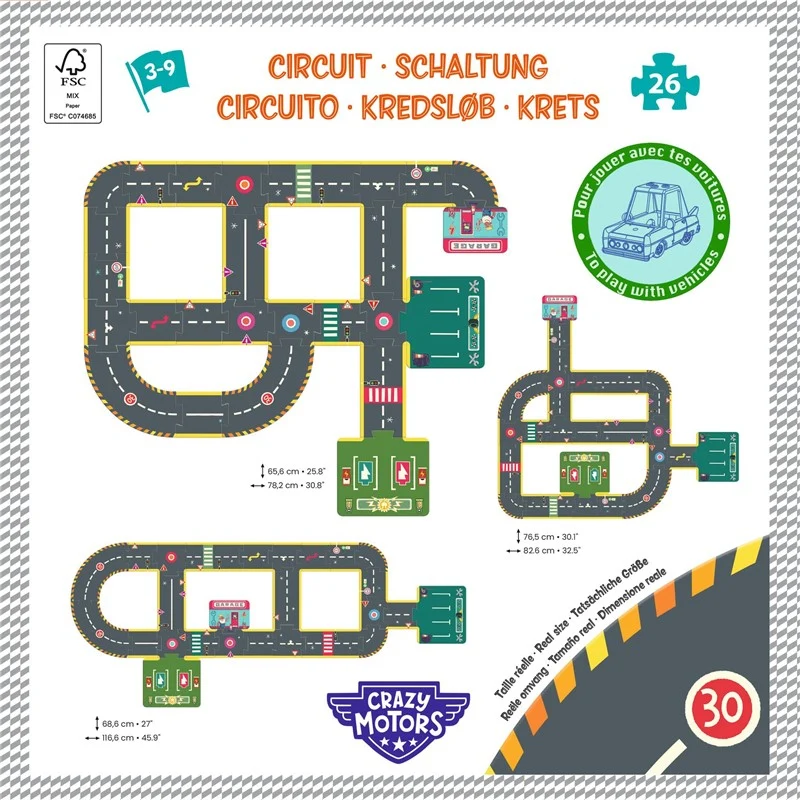 Crazy Motors Circuit de ville Puzzle gigante · DJECO