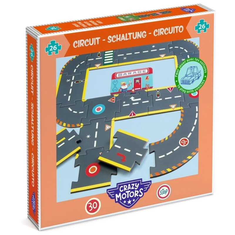 Crazy Motors Circuit de ville Puzzle gigante · DJECO