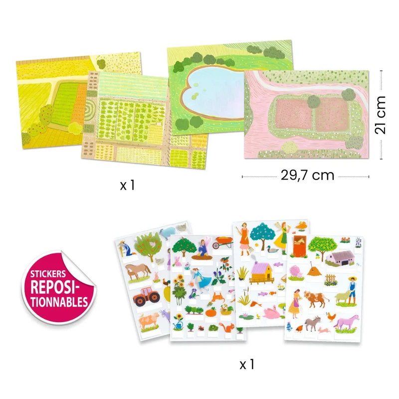 Pegatinas reposicionables Granja · Djeco