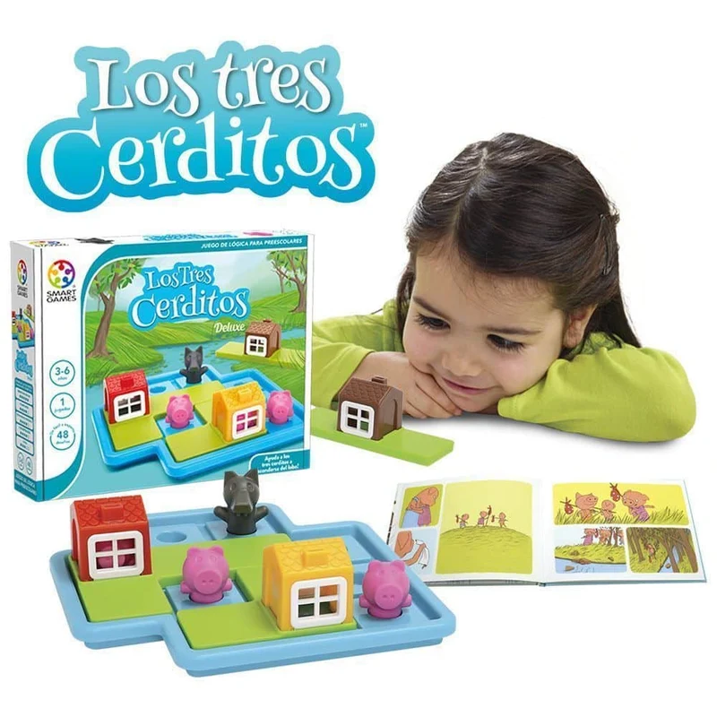 Los Tres Cerditos Deluxe - Juego de mesa - SmartGames - 1 jugador - 3+ años - 10 min