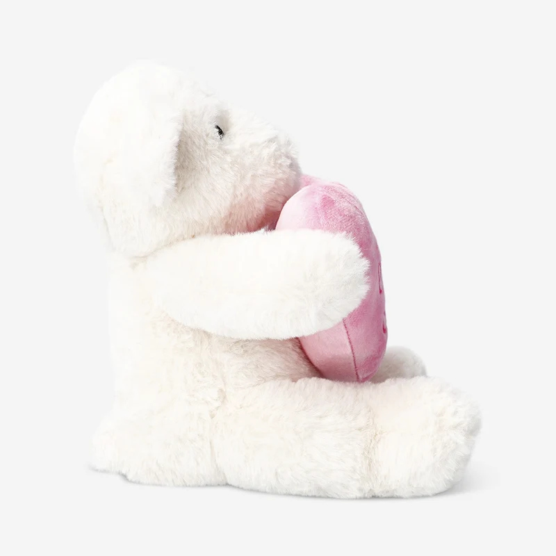 Plush toy - White teddy bear with pink heart for mom