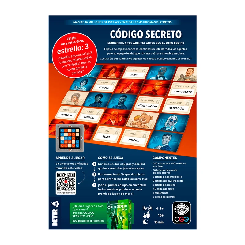 Código Secreto - Juego de mesa - Devir - 2-8 jugadores - 14+ años - 15 min