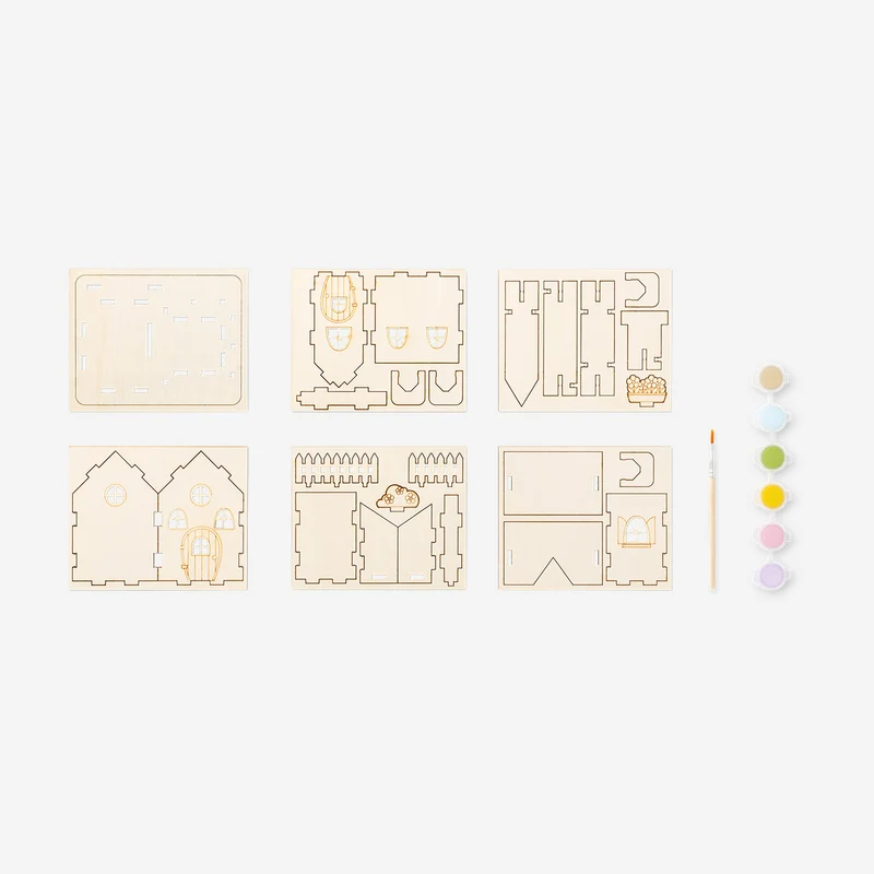 DIY wooden house with paint