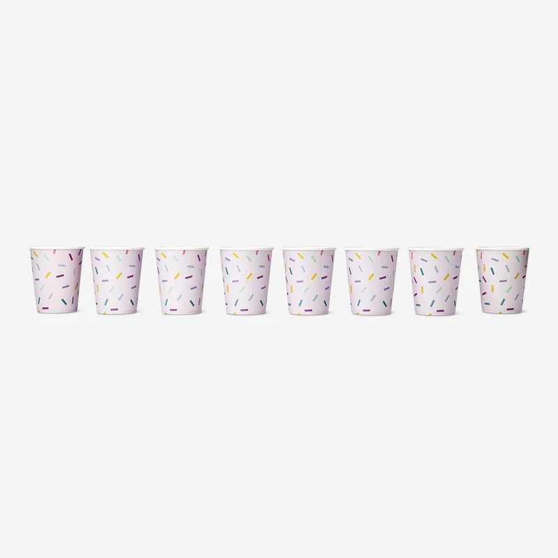 Pink confetti paper cups - 8 pcs