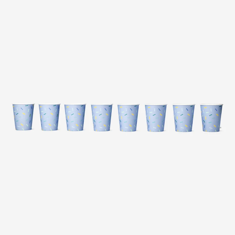 Blue confetti paper cups - 8 pcs