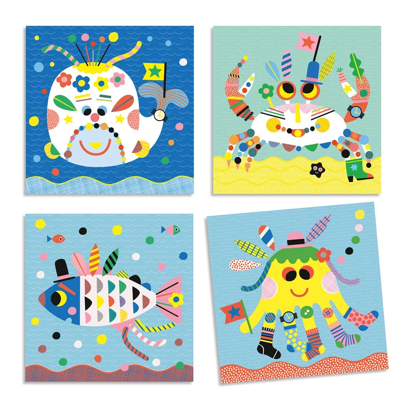 Crear con pegatinas Animales Marinos · DJECO