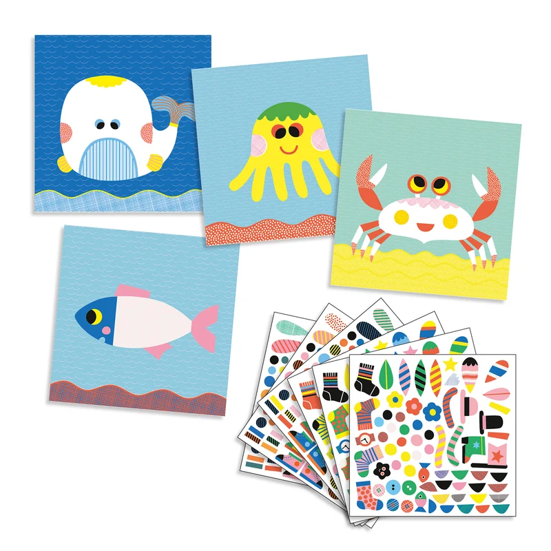 Crear con pegatinas Animales Marinos · DJECO