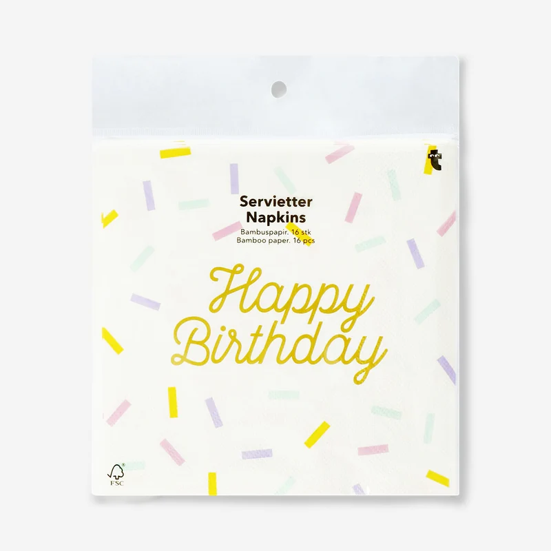 Happy birthday sprinkle napkins - 16 pcs