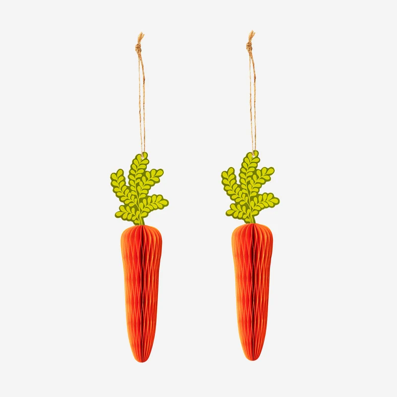 Honeycomb paper carrots for hanging - 2 pcs