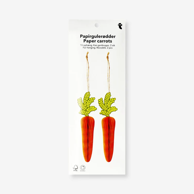 Honeycomb paper carrots for hanging - 2 pcs