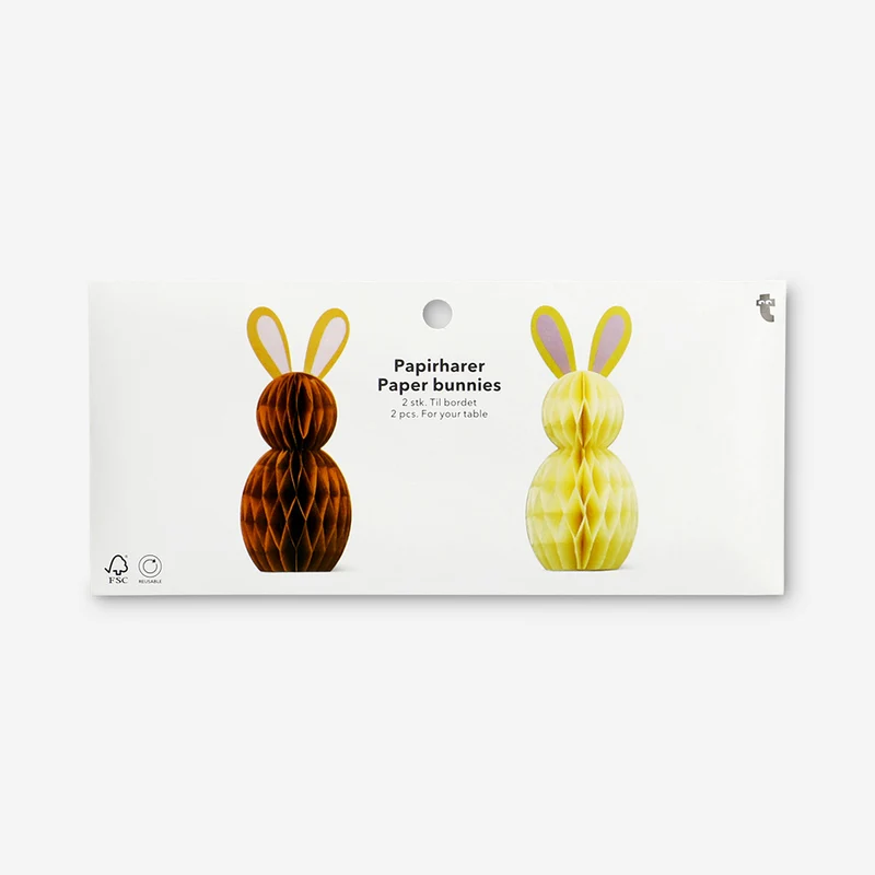 Honeycomb Easter bunnies paper decorations - 2 pcs