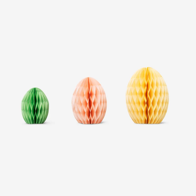 Honeycomb Easter egg paper decorations - 3 pcs