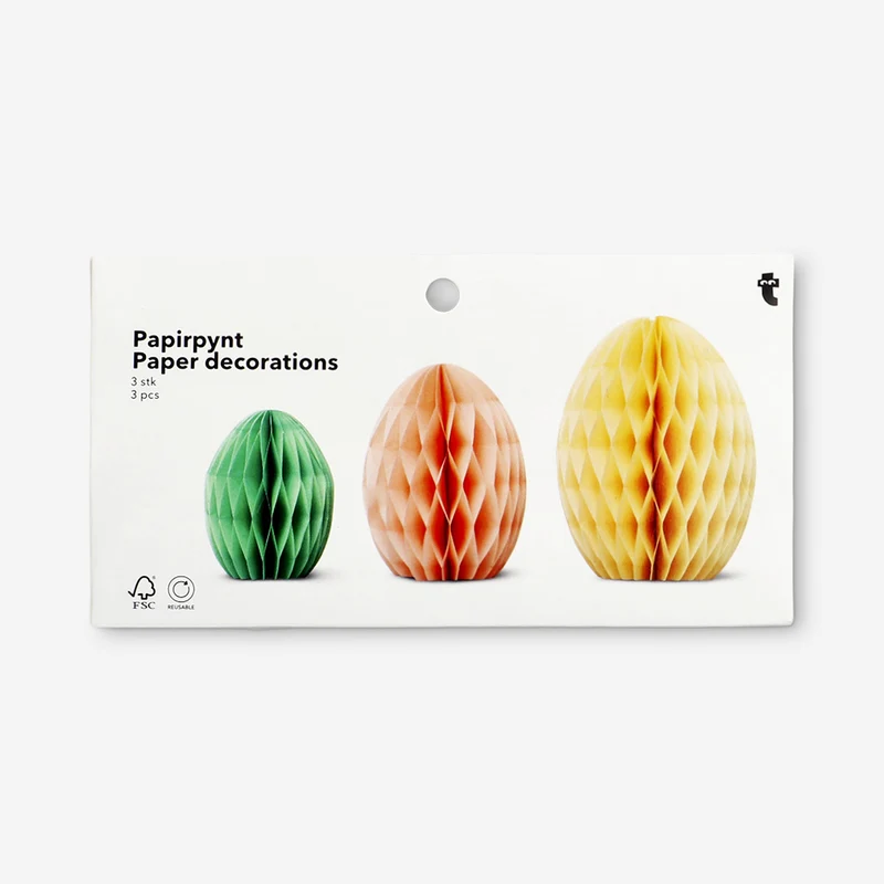 Honeycomb Easter egg paper decorations - 3 pcs