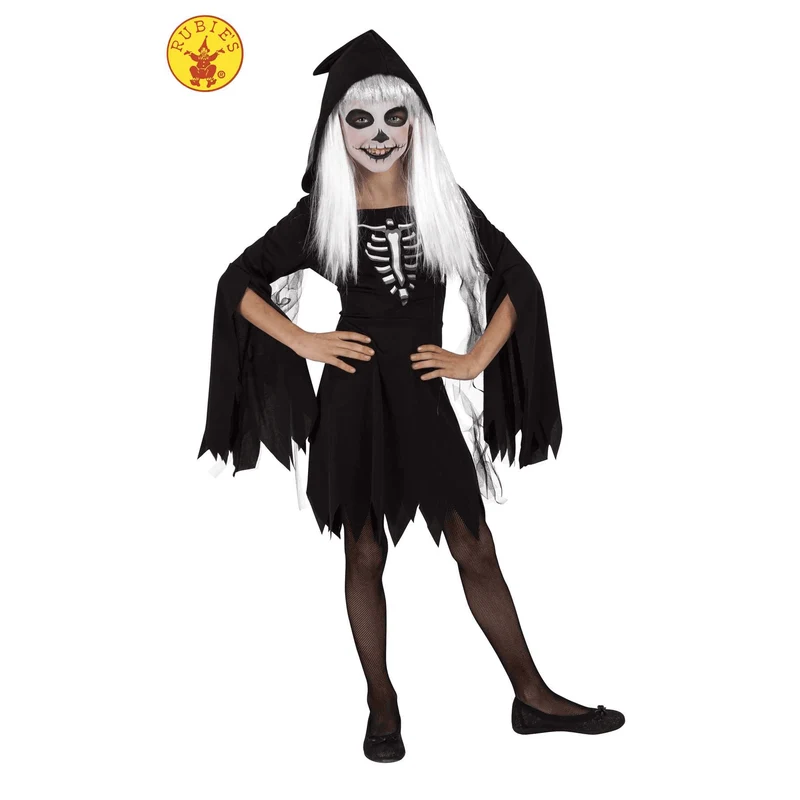 Disfraz Infantil Esquelita Encapuchada 8-10 Años ¡El Look Perfecto para un Halloween Terrorífico!