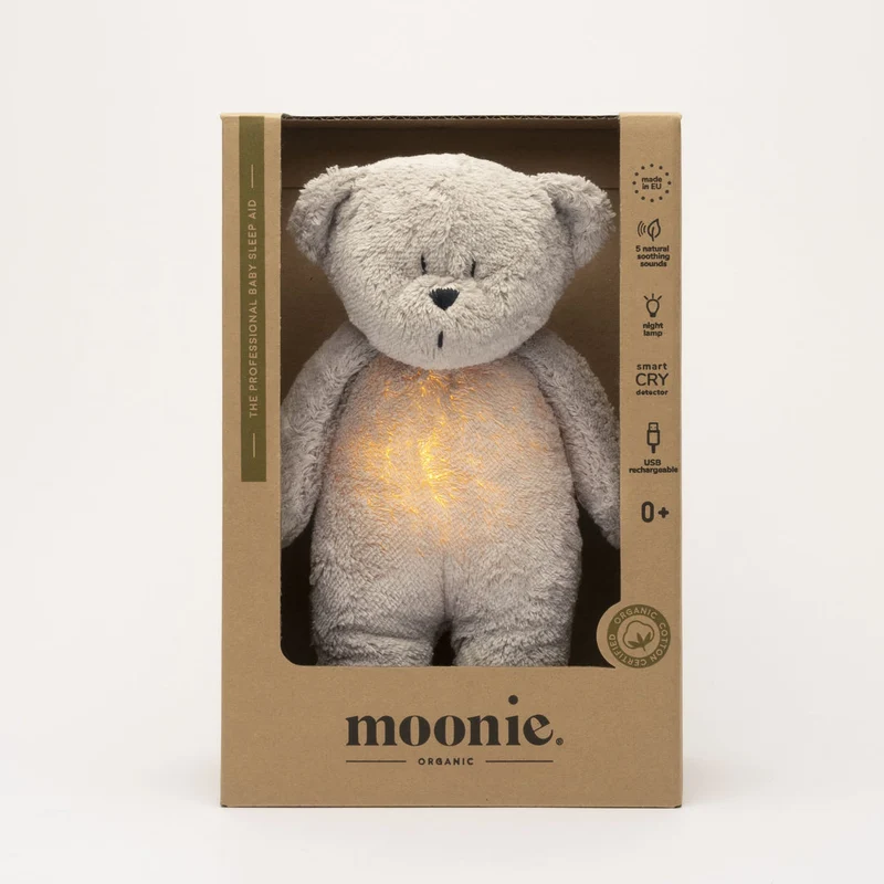Peluche Luz-Sonido Oso Orgánico Moonie 2.0 Grey