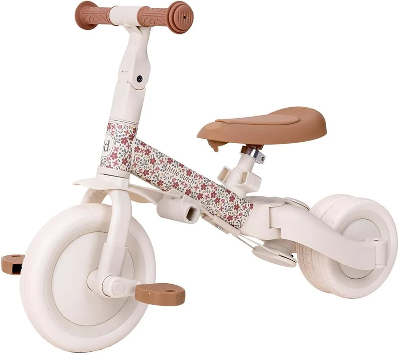 Triciclo con barra Blanco Flores · Little Dutch