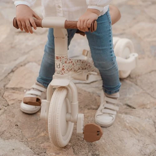 Triciclo con barra Blanco Flores · Little Dutch