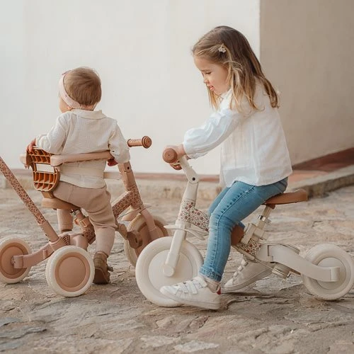Triciclo con barra Blanco Flores · Little Dutch