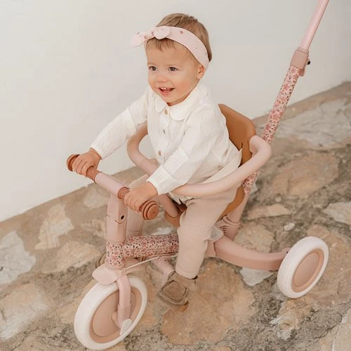 Triciclo con barra Rosa Flores · Little Dutch