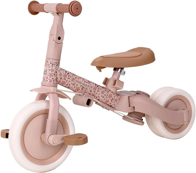 Triciclo con barra Rosa Flores · Little Dutch