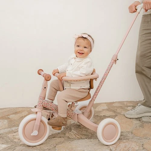 Triciclo con barra Rosa Flores · Little Dutch