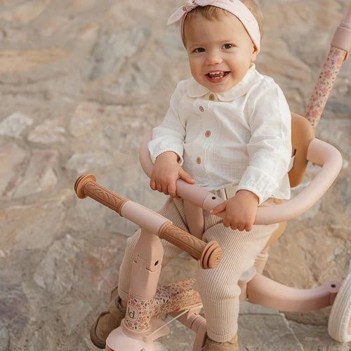 Triciclo con barra Rosa Flores · Little Dutch