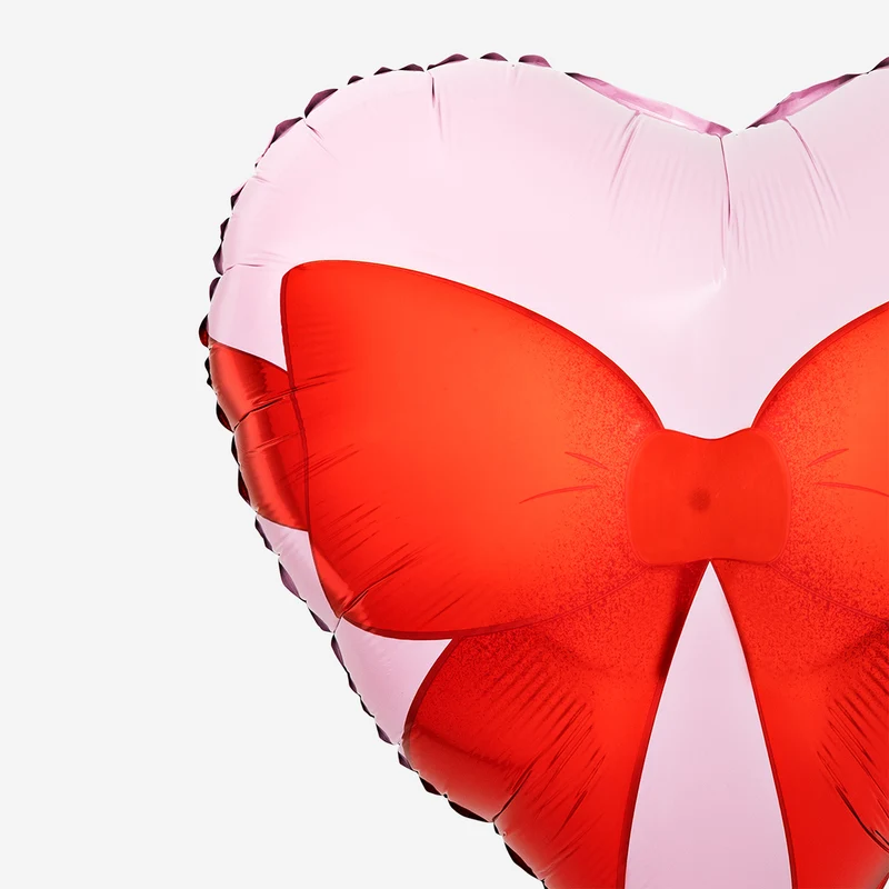 Pink heart with bow foil balloon - 46 cm