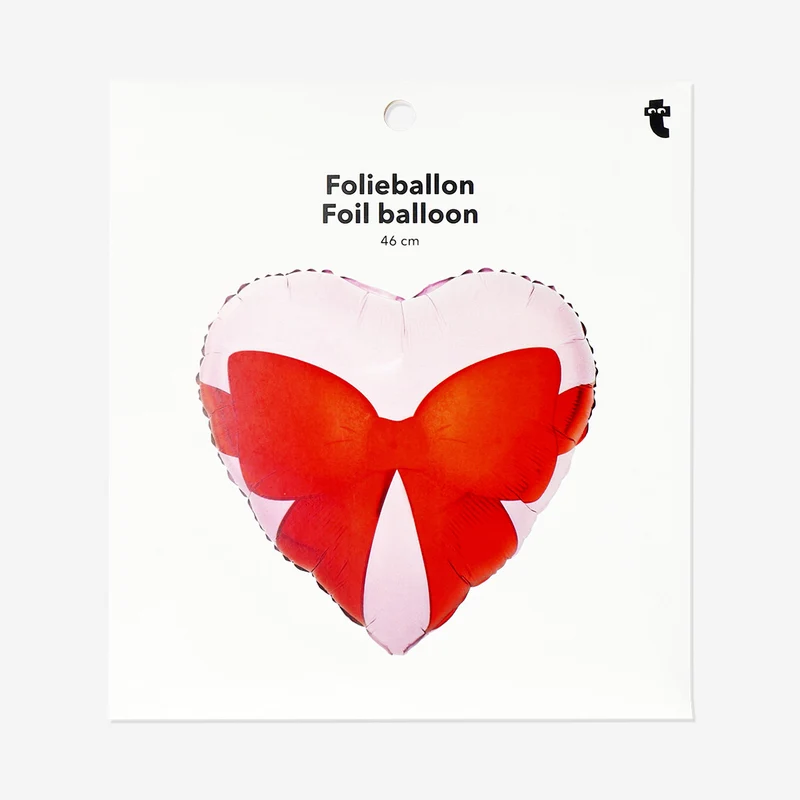 Pink heart with bow foil balloon - 46 cm