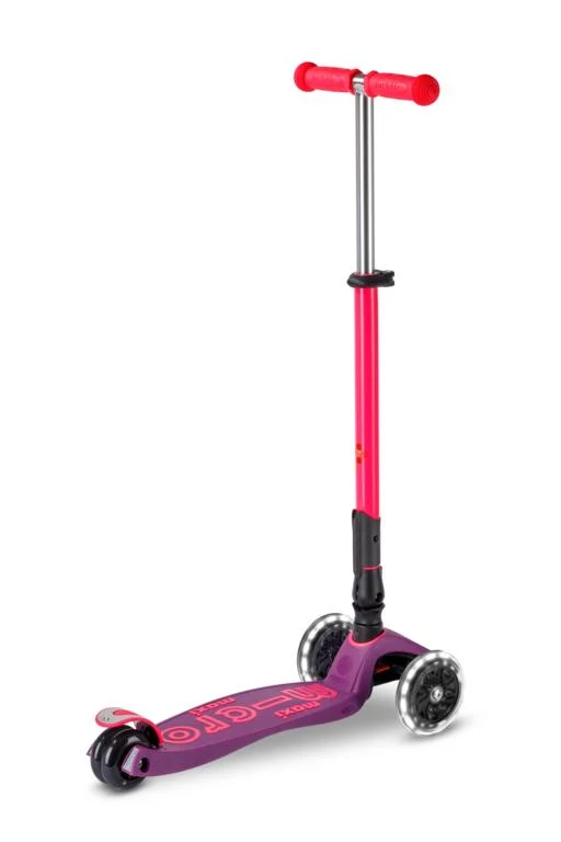 Patinete Maxi Deluxe Plegable Neón LED · Lila/Rosa