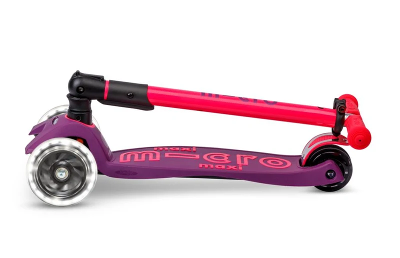 Patinete Maxi Deluxe Plegable Neón LED · Lila/Rosa