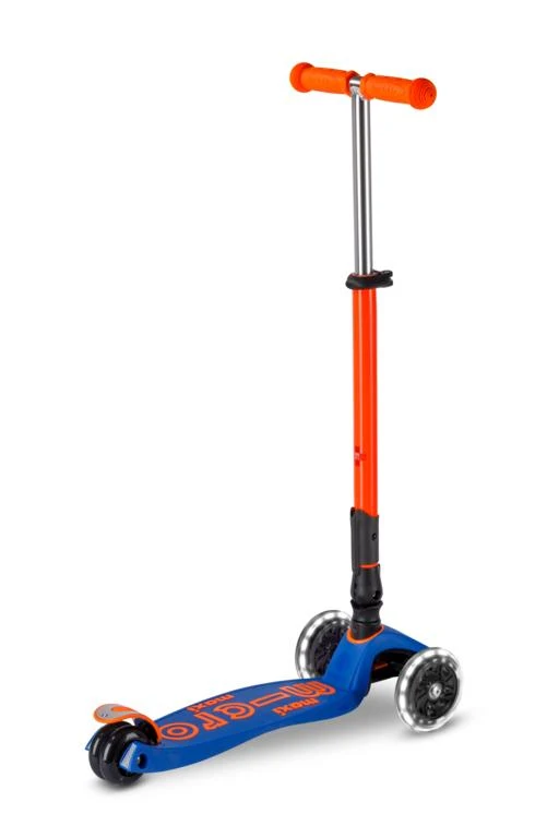 Patinete Maxi Deluxe Plegable Neón LED · Azul/Naranja