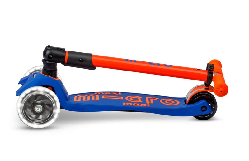 Patinete Maxi Deluxe Plegable Neón LED · Azul/Naranja