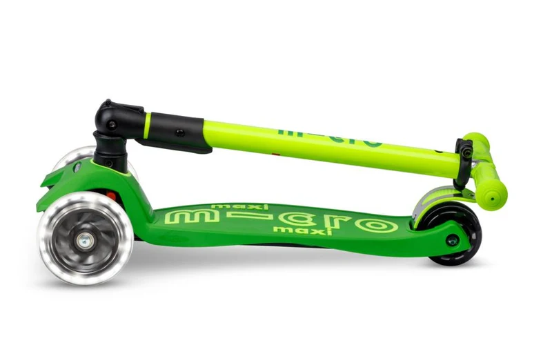 Patinete Maxi Deluxe Plegable Neón LED · Verde/Amarillo