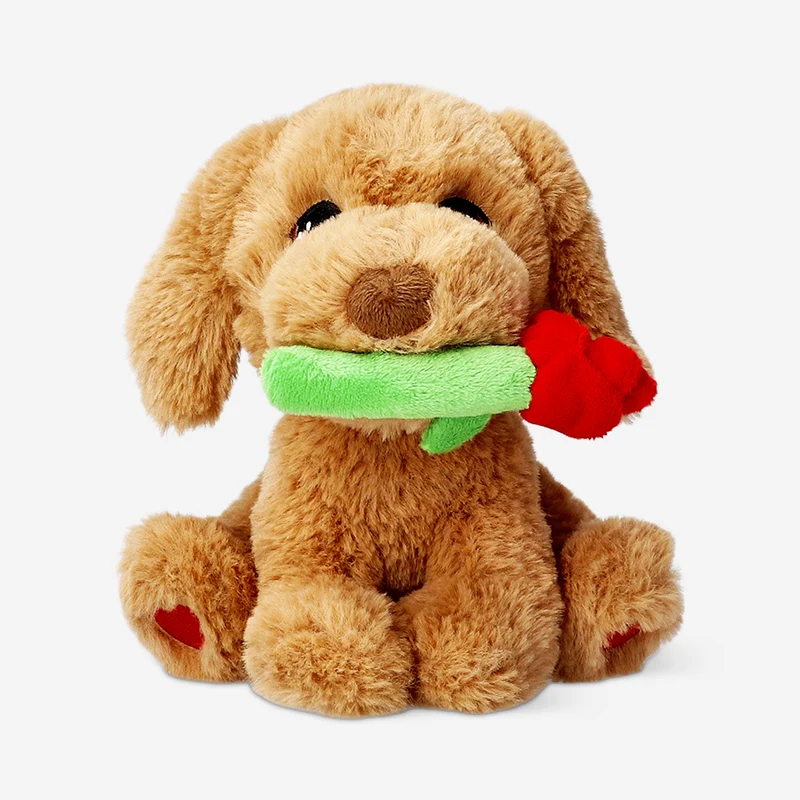 Plush toy - Brown dog with rose