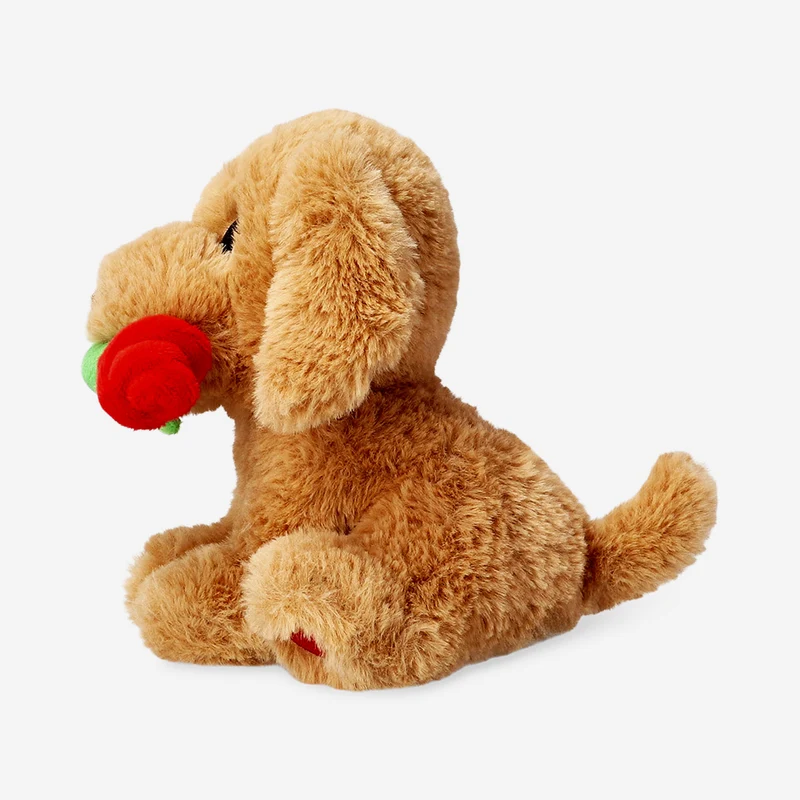 Plush toy - Brown dog with rose