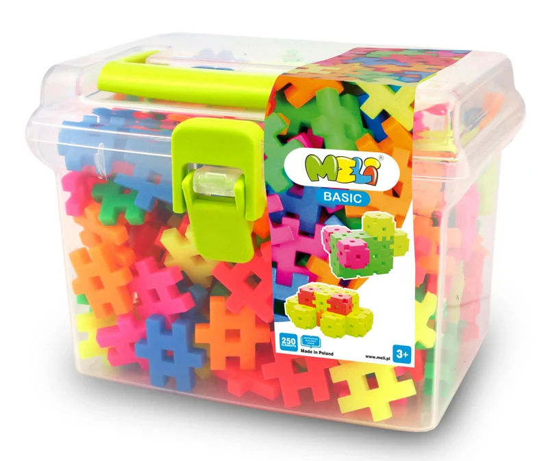 Bloques Meli · Basic Travel Box 250 piezas Neon