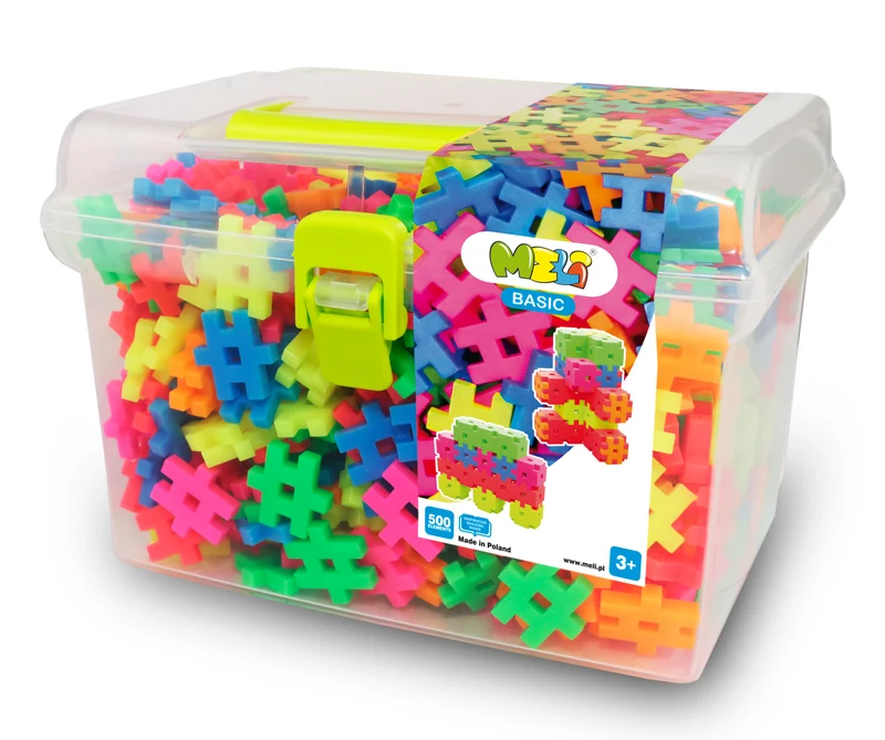 Bloques Meli · Basic Travel Box 500 piezas Neon