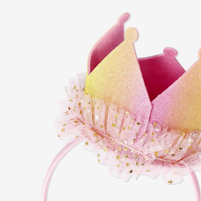 Pink hairband with crown - For kids