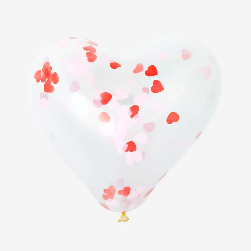 Heart balloons with confetti - 6 pcs