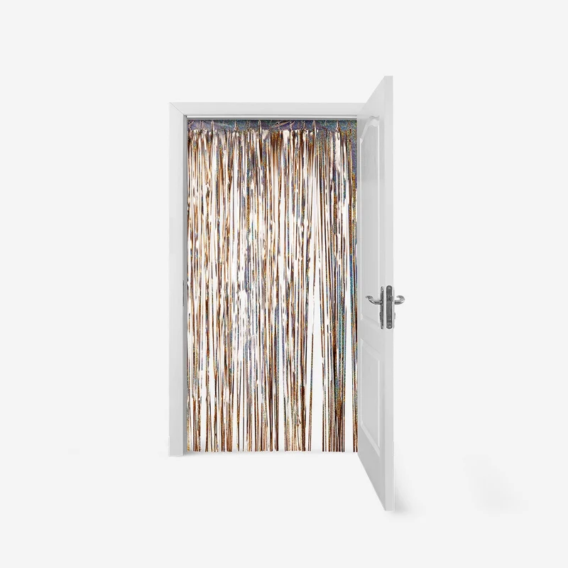 Gold curtain fringe garland - 250x100 cm